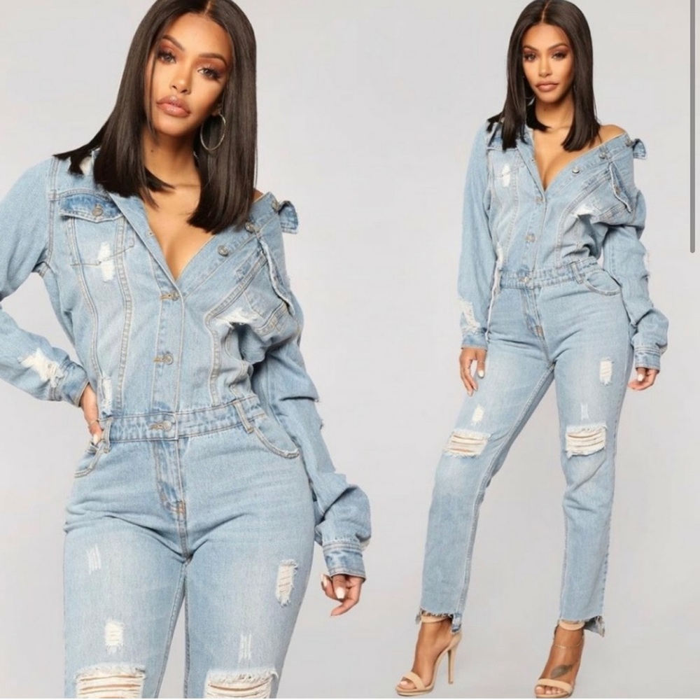 Fashion Nova High Jump Denim Jumpsuit